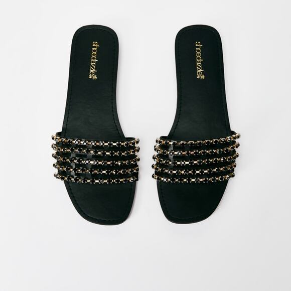 Stella embellished black/gold sandal size 9.5 - Picture 3 of 5